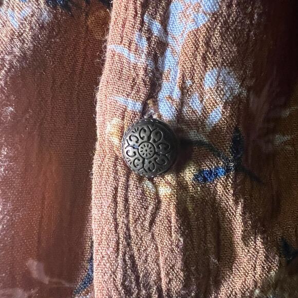 Vintage Rewind Y2K Floral Tie Front Blouse L Boho Hippie Festival Crop Top Retro - Picture 6 of 8